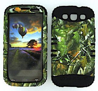3 IN 1 HYBRID SILICONE COVER FOR SAMSUNG GALAXY S III S3 AT&T, SPRINT, T MOBILE, VERIZON, METRO PCS, BOOST, CRICKET, US CELLULAR, VIRGIN MOBILE HARD CASE SOFT BLACK RUBBER SKIN CAMO LEAVES BK WFL028 I747 KOOL KASE ROCKER CELL PHONE ACCESSORY EXCLUSIVE 