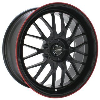Kyowa Racing Evolve (Series 628) Flat Black Red Stripe   17 x 7 Inch Wheel: Automotive