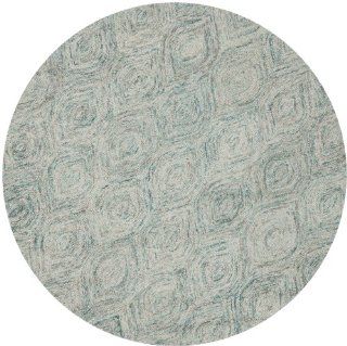 Safavieh IKT631A Ikat Collection Wool Round Area Rug, 6 Feet, Ivory and Sea Blue   Handmade Rugs