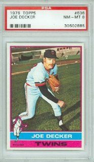 1976 Topps Baseball 636 Joe Decker Twins PSA 8 Near Mint to Mint: Sports Collectibles