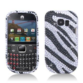 Aimo HWM636PCLDI652 Dazzling Diamond Bling Case for Huawei Pinnacle 2 M636   Retail Packaging   Zebra Black/White: Cell Phones & Accessories