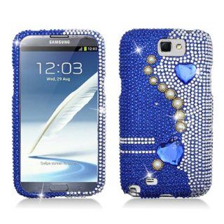Aimo SAMNOTE2PCLDI637 Dazzling Diamond Bling Case for Samsung Galaxy Note 2 N7100   Retail Packaging   Pearl Blue: Cell Phones & Accessories