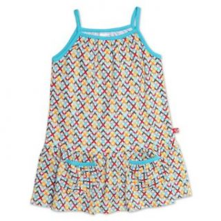 Zutano Girls 2 6X Helix Puff Pocket Dress, Multi, 4T: Clothing