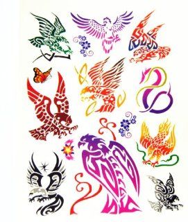 BT0067 Colorful Eagle Snake, Temporary Tattoos, Washable & Safe For Kids : Body Paint Makeup : Beauty
