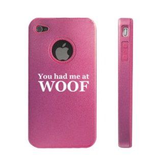 Apple iPhone 4 4S 4G Pink DD646 Aluminum & Silicone Case You Had Me at Woof: Cell Phones & Accessories