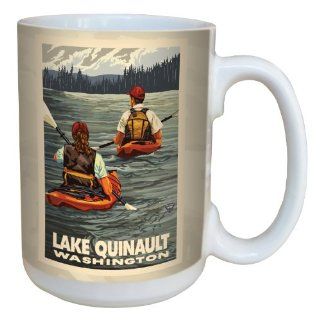 Tree Free Greetings lm43315 Scenic Lake Quinault Washington Kayaking by Paul A. Lanquist Ceramic Mug with Full Sized Handle, 15 Ounce, Multicolored: Kitchen & Dining