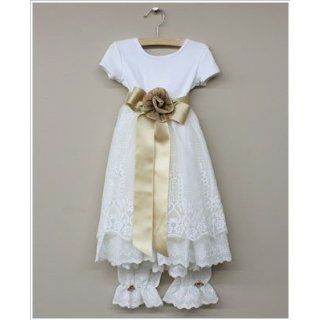 Cassie's Creations White Lace Dress & Bloomer Set 3T: Clothing