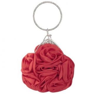 TopTie Rhinestone Circle Handle Satin Bouquet Rose Handbag, Gift Idea: Evening Handbags: Clothing