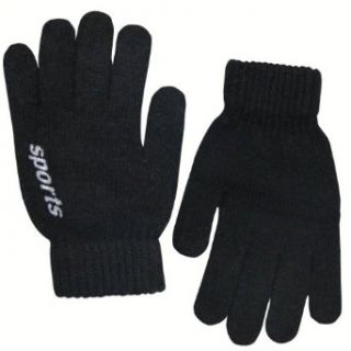 Men's Solid Color Knitted Wool Acrylic Polyester Spandex Gloves   Black at  Mens Clothing store Cold Weather Gloves