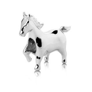 Sterling Silver Mustang Horse Charm , Fits Pandora and All Brands Charm Bracelets and Necklaces.: Jewelry
