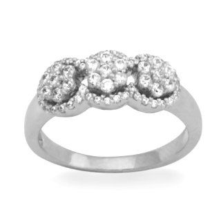 10KT White Gold Round Diamond Three Flowers Fashion Ring (1/2 cttw): D GOLD: Jewelry
