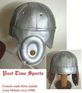 1940 Old Detroit Lions Silver Leather Football Helmet : Sports & Outdoors