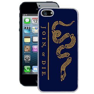 Hot Buckles Blue and Gold Join or Die iPhone 5 Case (White): Cell Phones & Accessories