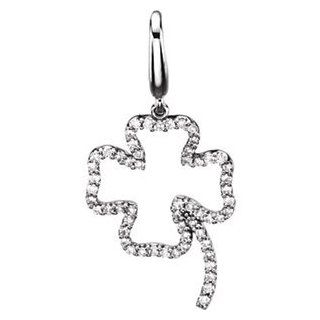 Diamond Four Leaf Clover Charm 14K White 67119 Jewelry