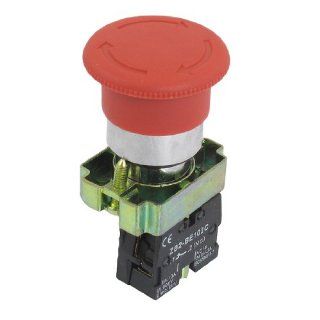 22mm NC Red Mushroom Emergency Stop Push Button Switch 600V 10A ZB2 BS542: Home Improvement