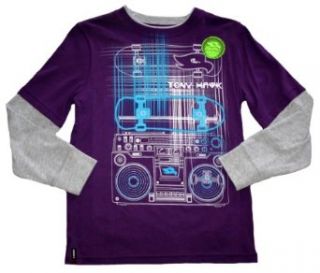 Tony Hawk Boy's Skateboard Boombox Mock Layered Tee (Large (7)): Fashion T Shirts: Clothing