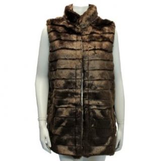 Luxury Divas Brown Gorgeous Faux Mink Fur Luxuriously Soft Sleeveless Jacket