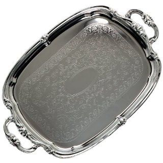 Carlisle 608919 Carbon Steel Celebration Oval Tray w/Integral Handles, 20.88" x 13.50" (Case of 12): Industrial & Scientific