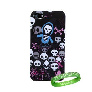 Swag Skulls and Cross bones Two Piece Snap on Case for all models of the Apple iPhone 5 (iPhone 5th Generation, i5, 16 GB, 32 GB, 64GB, White, Black) + VanGoddy Brand LIVE LAUGH LOVE Wrist Band Cell Phones & Accessories