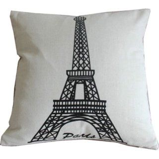 Paris Eiffel Tower Simple Design Throw Pillow Case Decor Cushion Covers Square 17*17 Inch Cotton Blends Linen   Deco Pillows