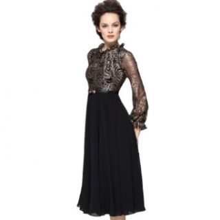 New Women's Glorious Golden Lace Hot Sheer Sleeves Slim Chiffon Dress (S) at  Womens Clothing store: Sexy