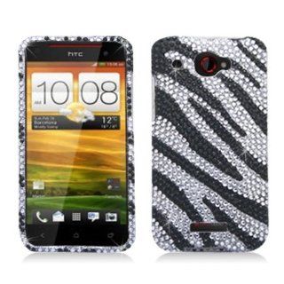Aimo HTC6435PCLDI652 Dazzling Diamond Bling Case for HTC Droid DNA   Retail Packaging   Zebra Black/White: Cell Phones & Accessories