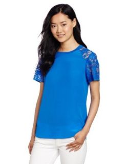 Rebecca Taylor Women's Silk and Lace Tee, Bright Blue, 0 at  Womens Clothing store: Fashion T Shirts