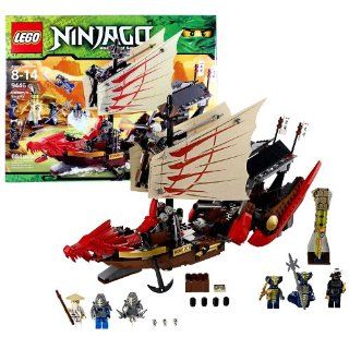 Lego Year 2012 "Ninjago Masters of Spinjitzu" Series Set #9446   DESTINY'S BOUNTY with 6 minifigures (Sensei Wu, Kendo Zane, Kendo Jay, Lord Garmadon, Skales and Slithraa), Destiny's Bounty Ninja Ship, Snake Staff Shrine, Golden Hypnobrai