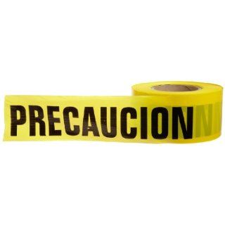 Presco B3102Y395 658 1000' Length x 3" Width x 2 mil Thick, Polyethylene, Yellow with Black Ink Barricade Tape, Legend "Precaucion" (Pack of 8): Safety Tape: Industrial & Scientific
