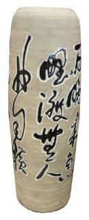 Tall Ceramic Vase or Umbrella Stand with Chinese Characters   Decorative Vases
