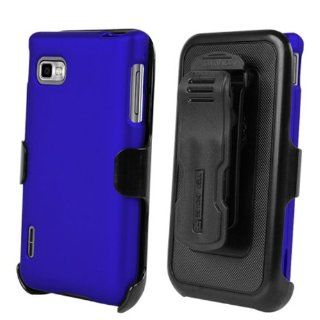 LG Optimus F3 MS659 / P659 Blue Full Armor Protector Cover Hard Case + Multi Position Holster + NakedShield Invisible Screen Protector: Cell Phones & Accessories