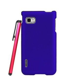 Blue Hard Protector Cover Case + ManiaGear Screen Protector & Stylus Pen for LG Optimus F3 P659/MS659: Cell Phones & Accessories
