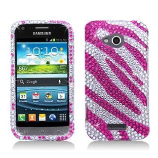 Aimo SAML300PCLDI686 Dazzling Diamond Bling Case for Samsung Galaxy Victory 4G LTE L300   Retail Packaging   Pink/White Zebra: Cell Phones & Accessories