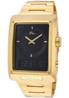 Men's Black Analog Digital Dial Gold Tone Stainless Steel: Watches