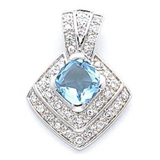 The Katie Collection   Sterling Silver Blue & Clear Cubic Zirconia Pendant: Jewelry