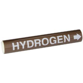 Brady 5834 I High Performance   Wrap Around Pipe Marker, B 689, White On Brown Pvf Over Laminated Polyester, Legend "Hydrogen": Industrial Pipe Markers: Industrial & Scientific