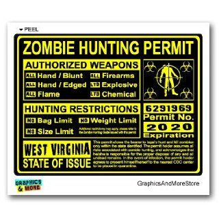 West Virginia WV Zombie Hunting License Permit Yellow   Biohazard Response Team   Window Bumper Locker Sticker: Automotive