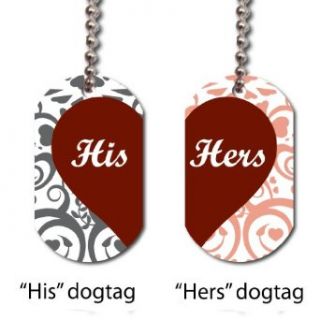 His and Hers Valentines Day Heart Dog Tags   Find a new way to celebrate your love on Valentines Day!: Clothing