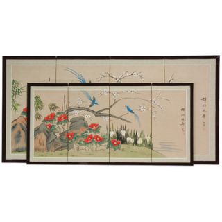 Oriental Furniture Birds and Flowers are One Silk Screen with Bracket