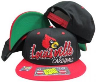 Louisville Cardinals Black/Red Two Tone Plastic Snapback Adjustable Plastic Snap Back Hat / Cap: Clothing