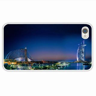 Custom Make Apple Iphone 4 4S City Dubai United Arab Emirates Sea Of Chrismas Present White Cellphone Skin For Women: Cell Phones & Accessories