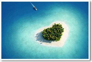 Tavarua   Heart Shaped Island Fiji   NEW World Travel Poster: Office Products