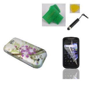 Samsung Galaxy Exhibit II 4G SGH T679 T679 SGH T679M Ancora SGH i8150 Blooming Lily Faceplate Hard Shell Phone Case Cover Cell Phone Accessory + Yellow Pry Tool + Stylus Pen + Screen Protector + Extreme Band: Cell Phones & Accessories