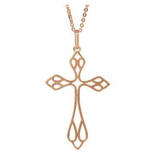 14K Rose Gold Cross Necklace: Pendant Necklaces: Jewelry