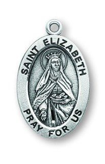 St. Elizabeth Pendant Oval Sterling Silver with Chain: Pendant Necklaces: Jewelry