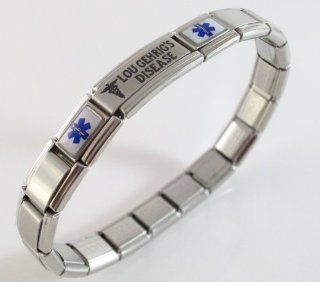 Lou Gehrig's Disease Medical ID Alert Italian Charm Bracelet: Identification Bracelets: Jewelry