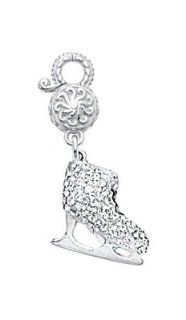 CleverEve's Sterling Silver Crystal Ice Skate Charm: CleverEve: Jewelry