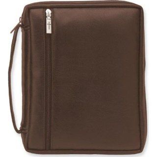 Leather Look Brown Bible Cover with Pewter Cross Zipper (XXL) by Gregg Gift : Office Calendars Planners And Accessories : Office Products