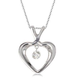Dashing Diamonds Open Heart Diamond Pendant Necklace 14k White Gold: Allurez: Jewelry