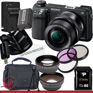 Sony Alpha NEX 6 Mirrorless Digital Camera with 16 50mm Zoom Lens (Black) 32GB Package 3 : Digital Slr Camera Bundles : Camera & Photo